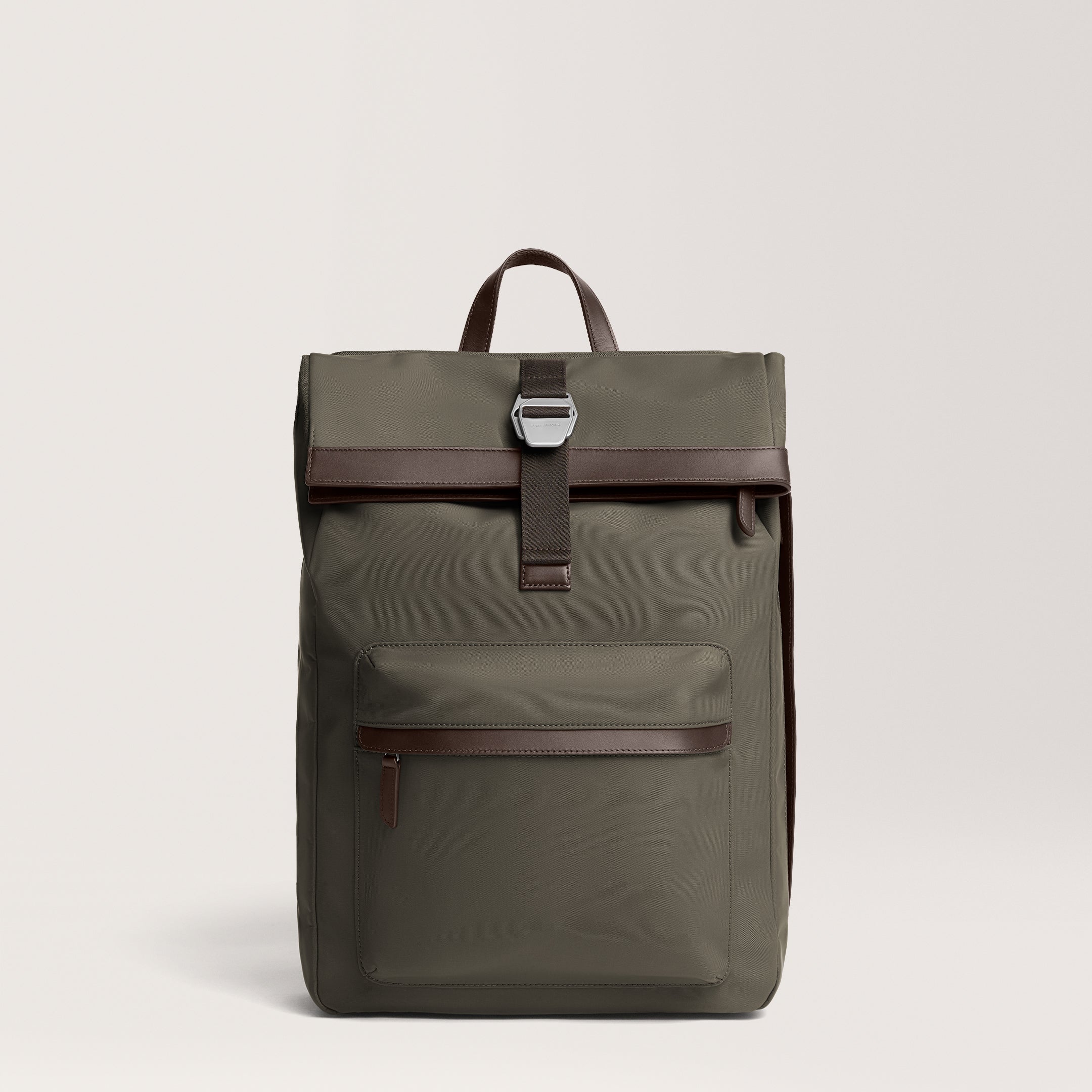 City-hopper Backpack Dark Olive / Chocolate Nylon fold top backpack