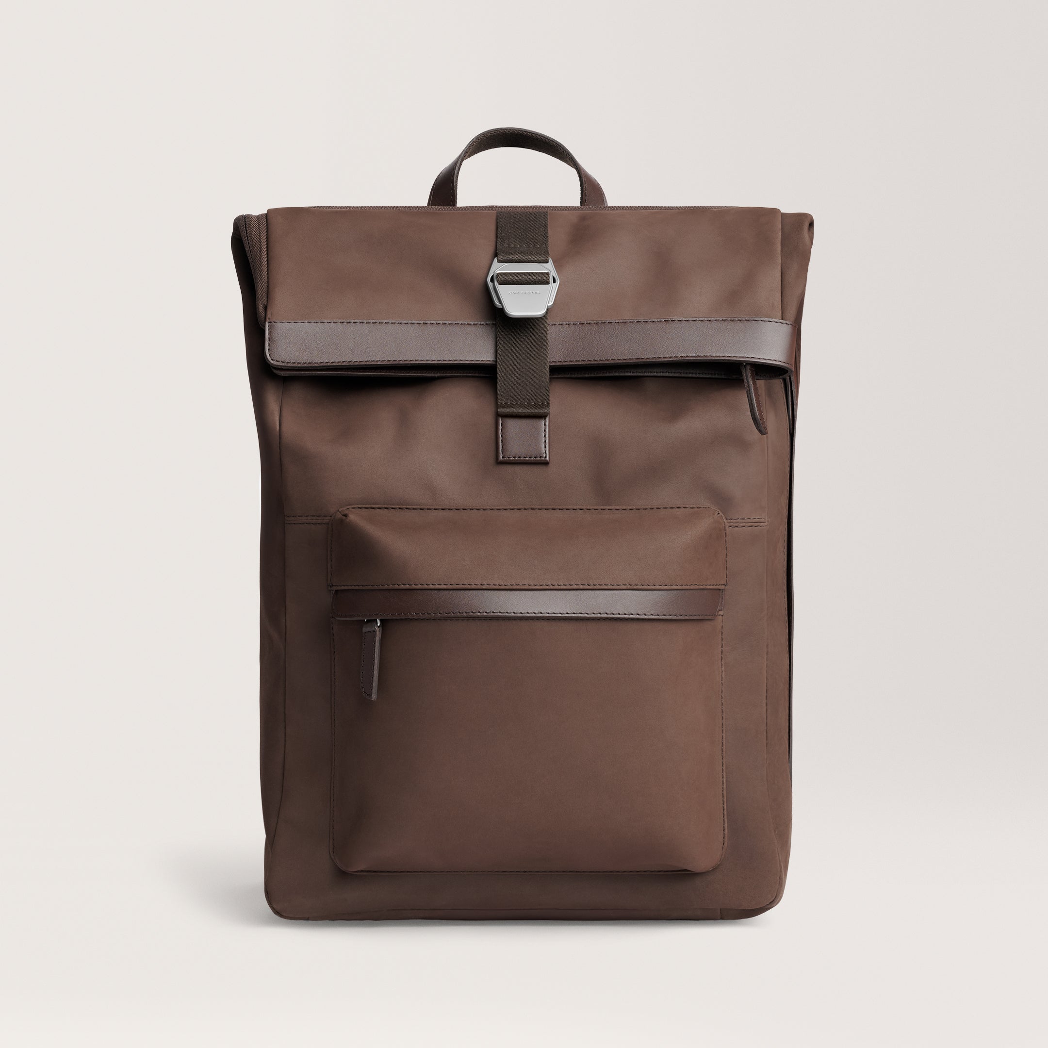 City-hopper Backpack Chocolate Nubuck leather fold top backpack