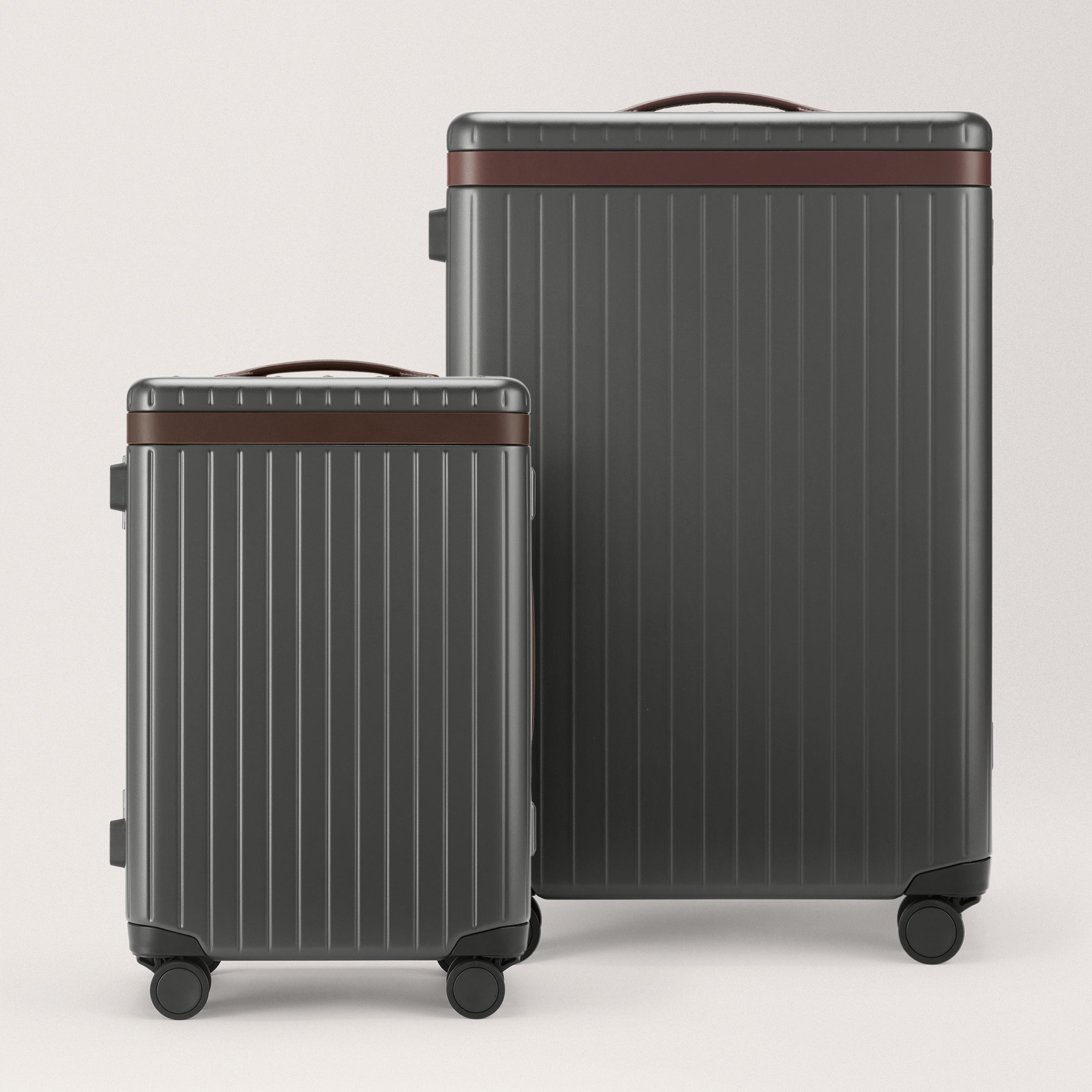 The Luggage Set Carry-on / Check-in / Grey / Chocolate Hard-shell luggage set
