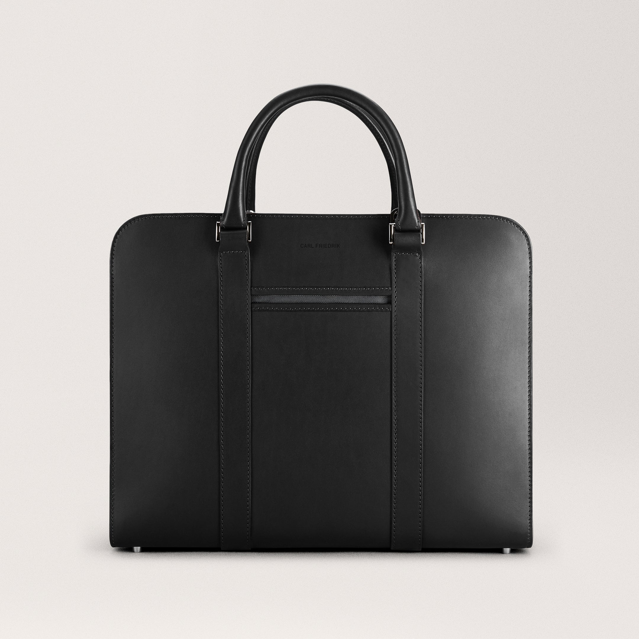 Palissy Double Black Wide leather briefcase