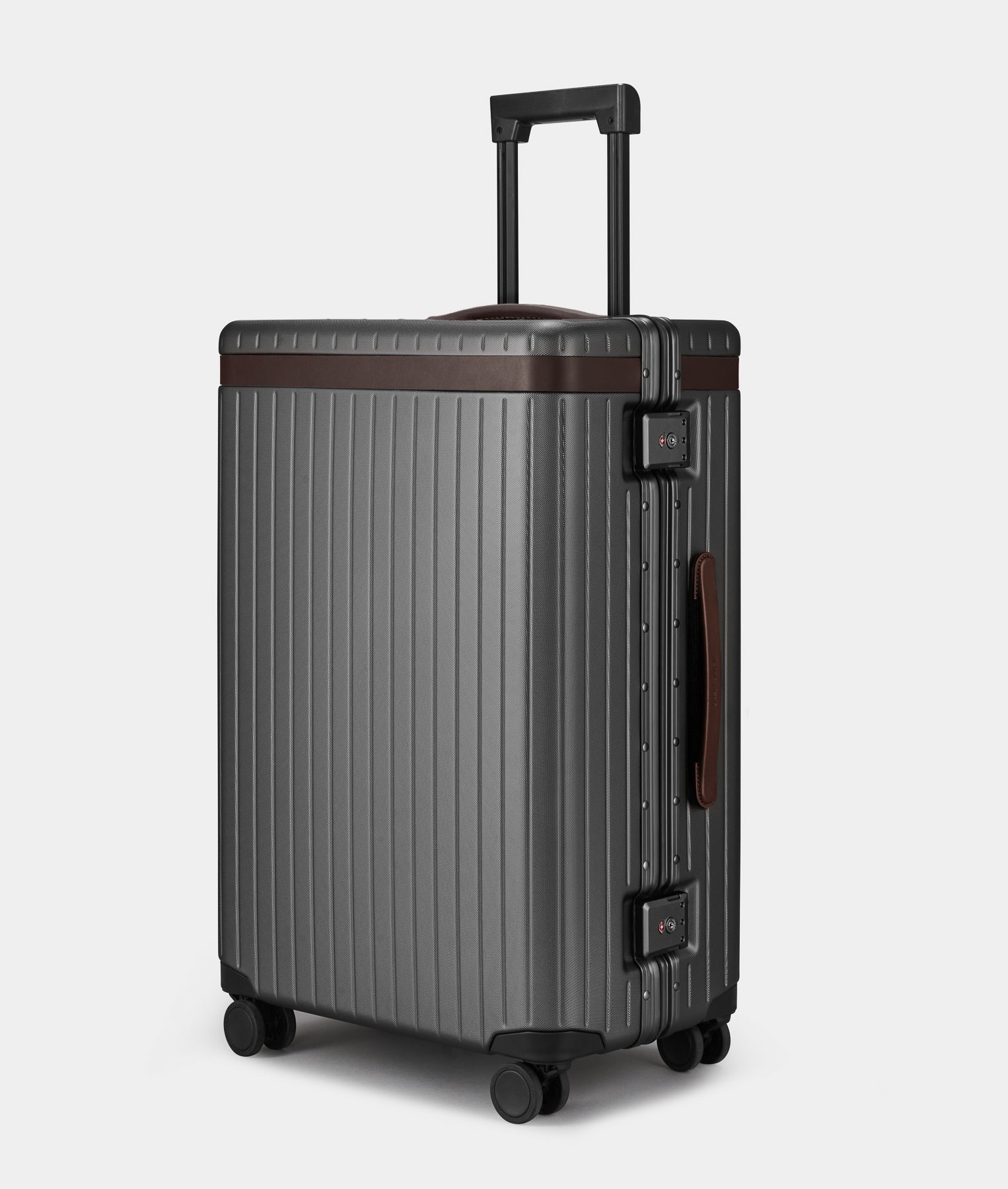 The Check-in - Sample Grey / Chocolate Large grey polycarbonate suitcase - Excellent Condition 