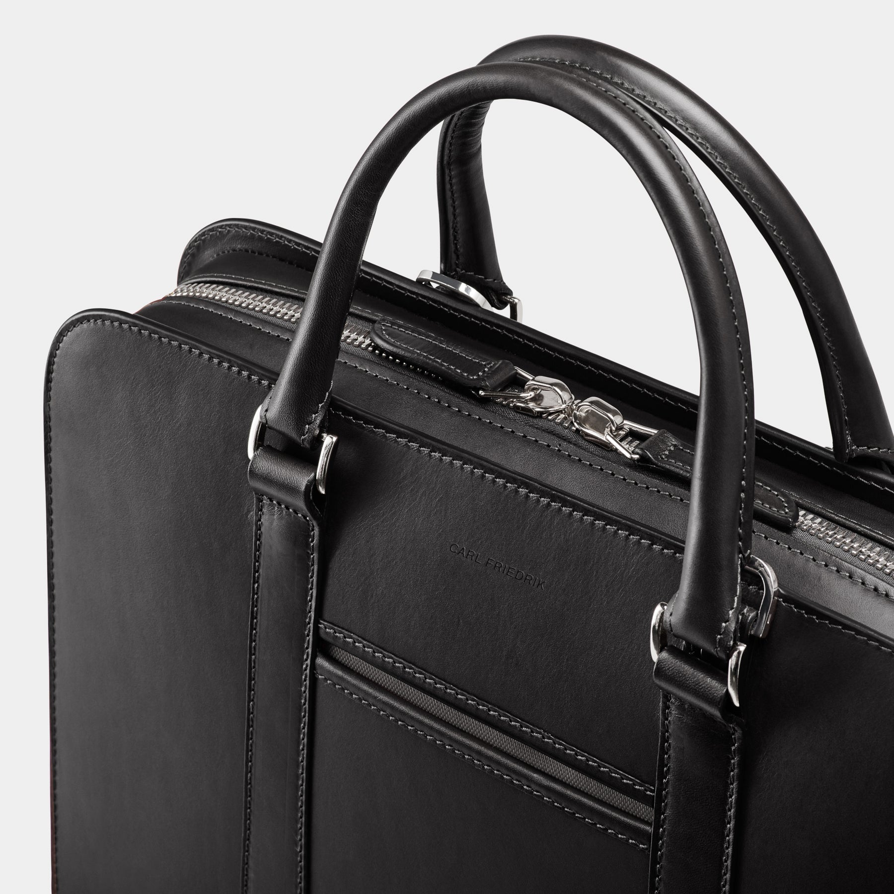 Leather Bag parts Large Zip - black 